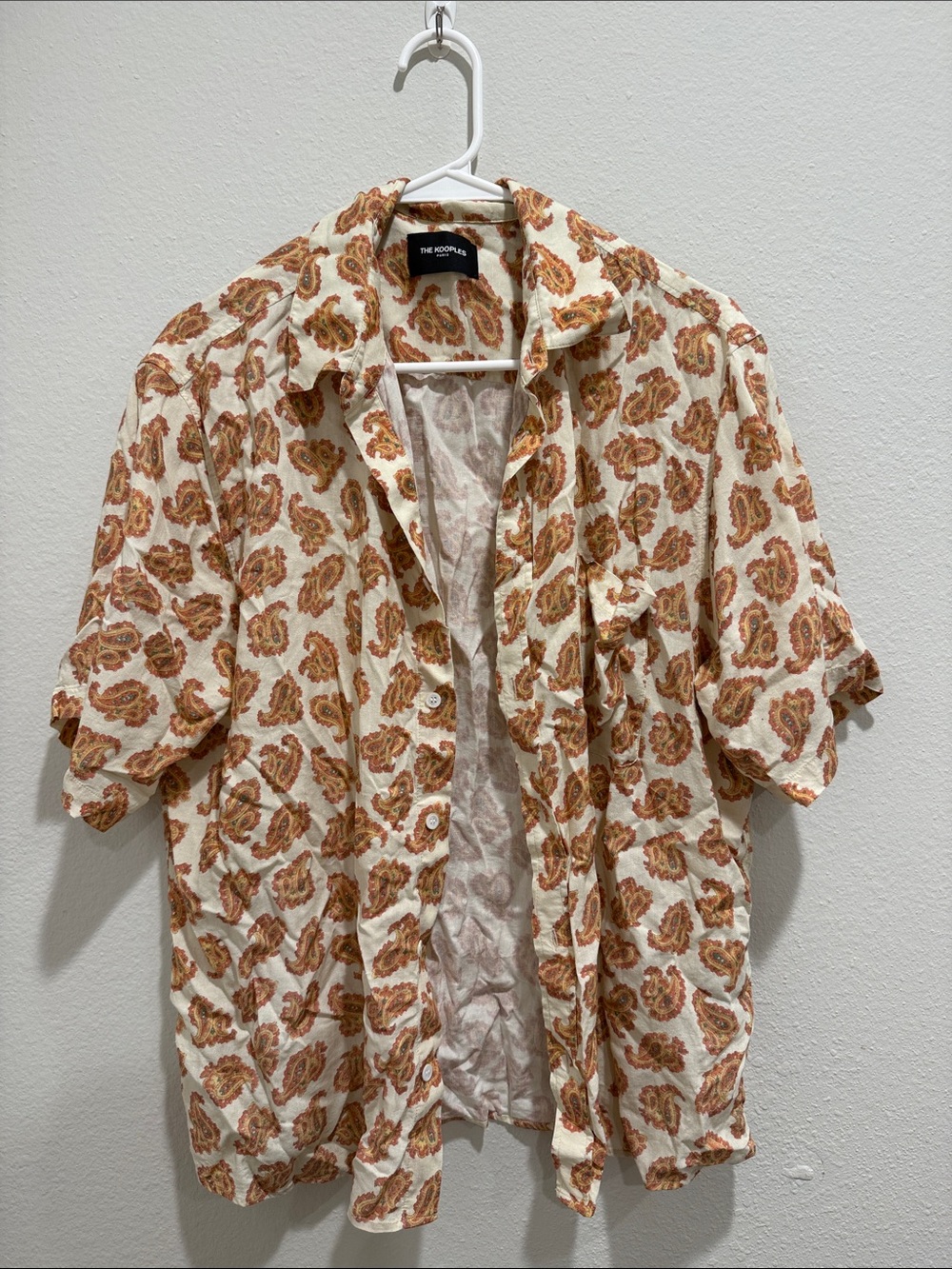 The Kooples Cream & Brown Paisley Short-Sleeve Button-Down Shirt